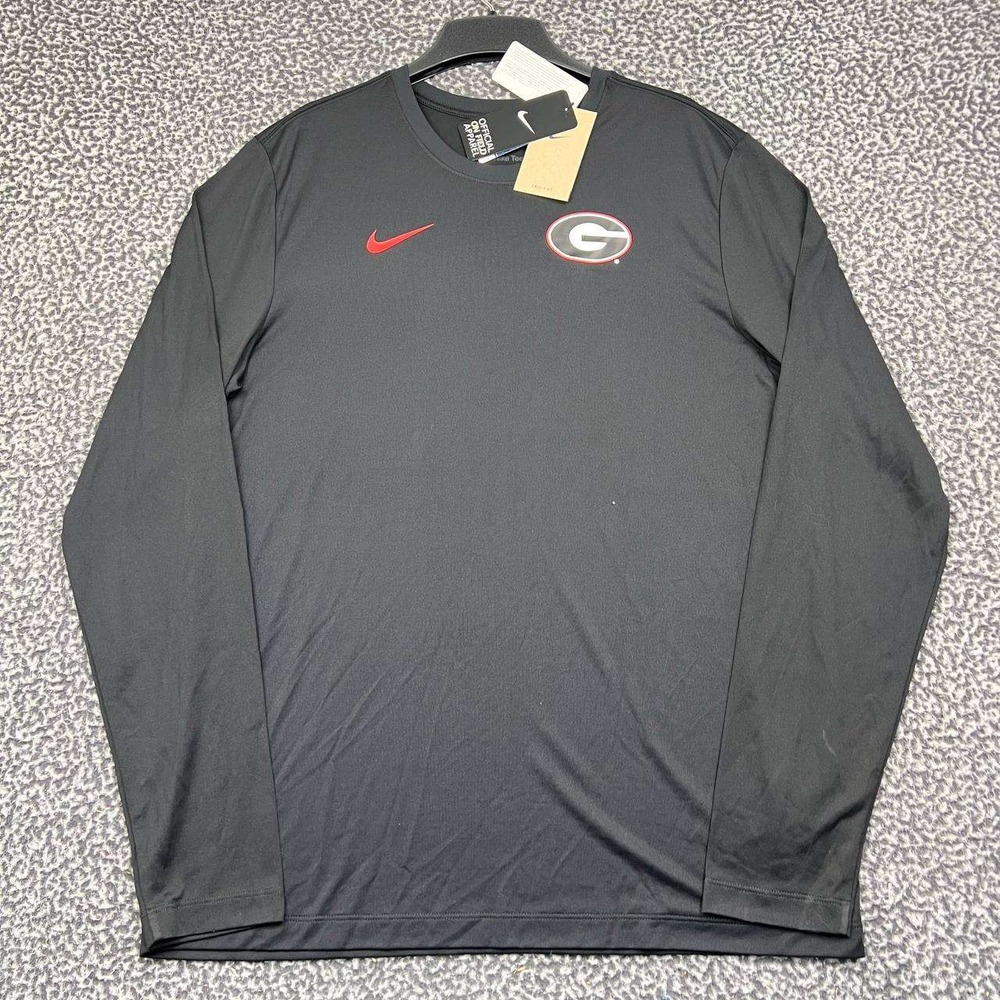 Nike Georgia Bulldogs Dri-FIT Shirt Men Large Black Long Sleeve Crewneck New L